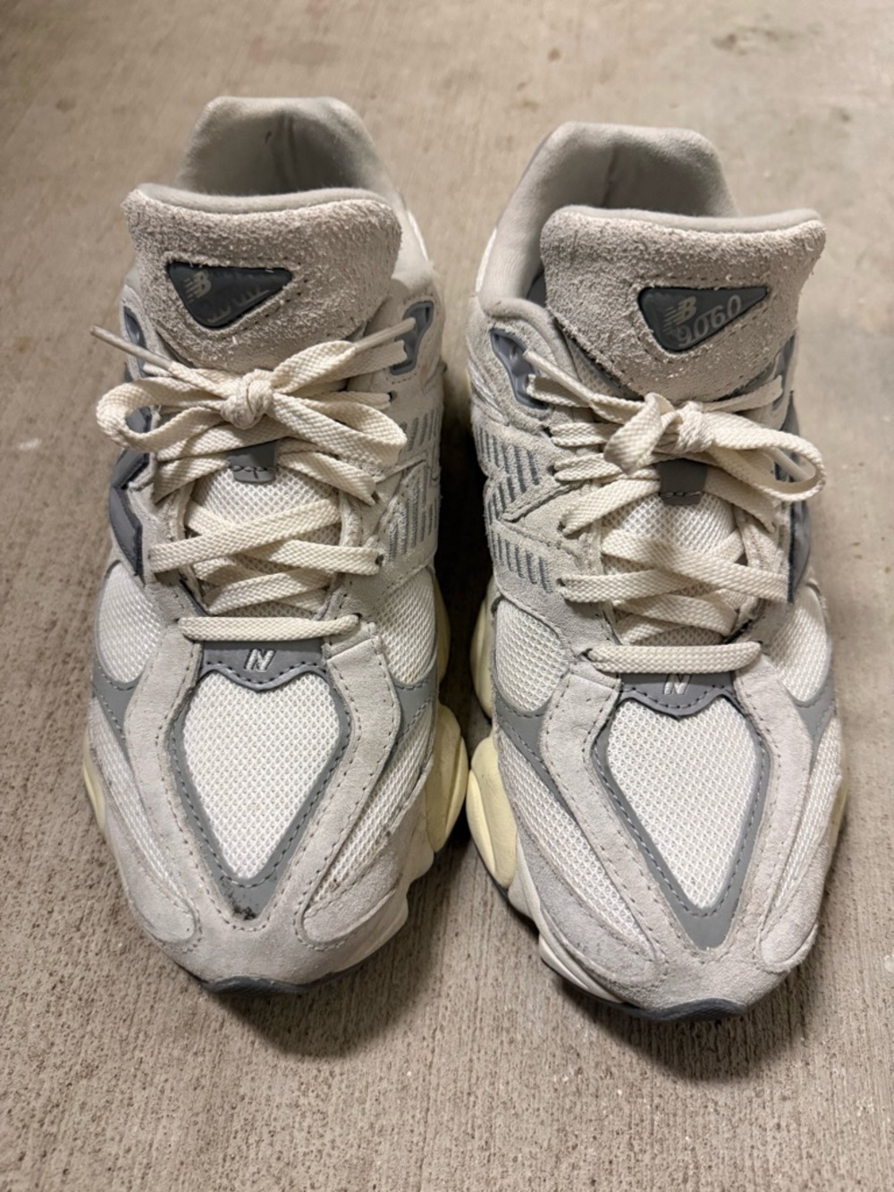 New Balance 9060 White and Light Gray Athletic Sneakers (Women’s Size 8)
